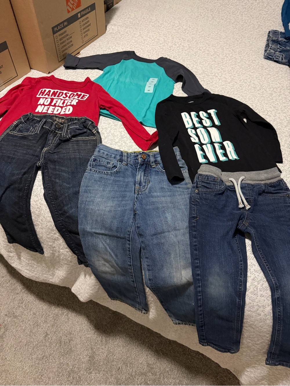 Old Navy Black Long-Sleeve Tee with Mint 'Best Son Ever' Text